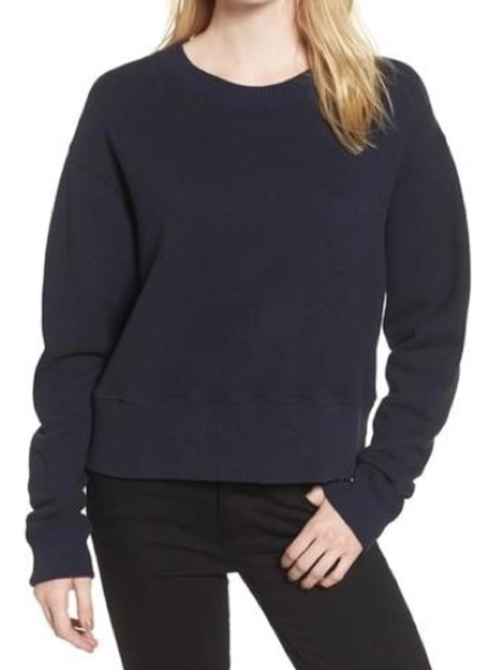 James Perse / Navy blue Plush Terry Sweater sweatshirt crewneck 2 small